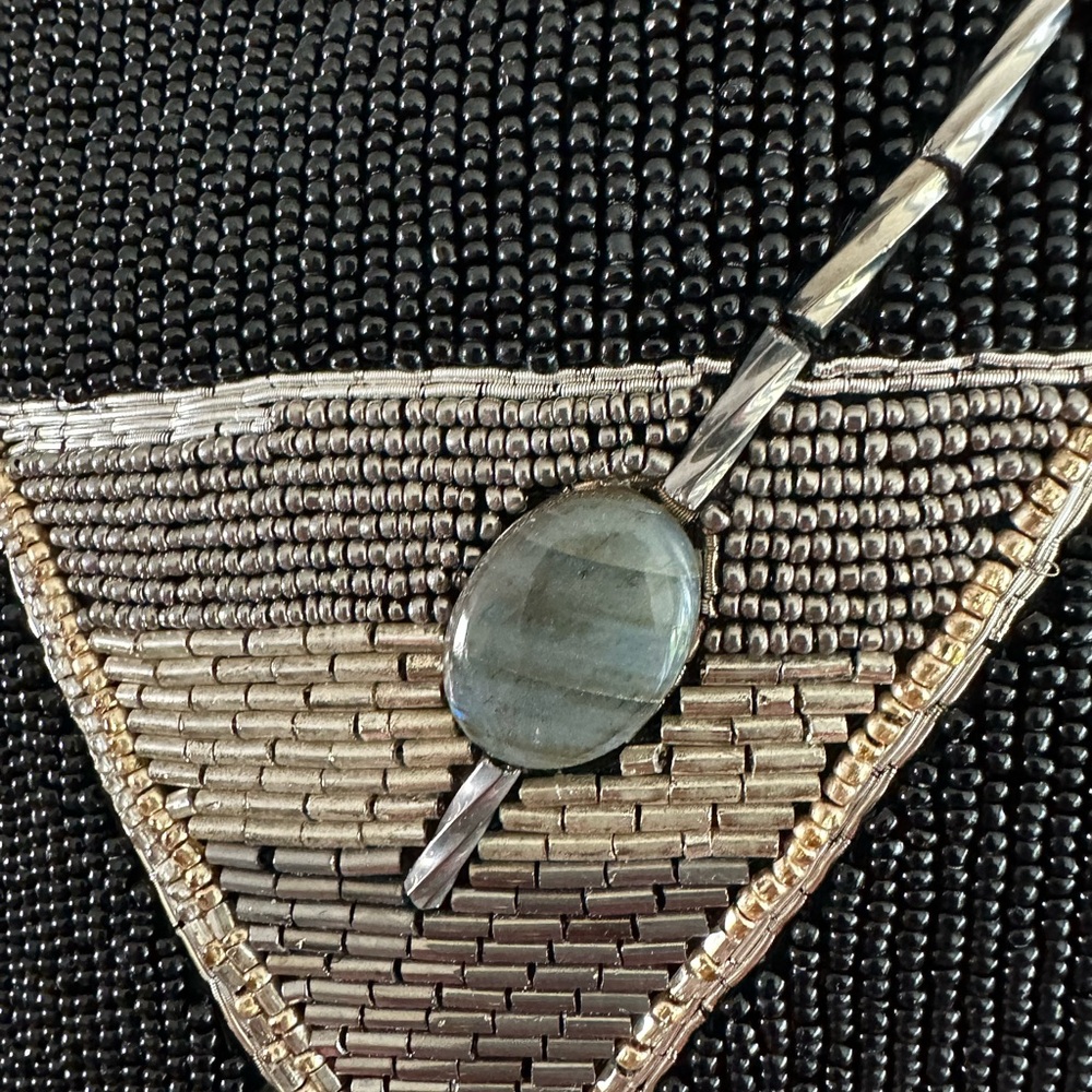 Mary Frances Black and Silver Beaded Martini Clutch - Picture 3 of 3